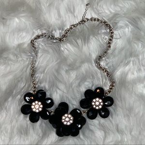 Classy Black & Gold Flower Necklace
